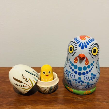 Chicken & Egg Nesting Doll, 4″, 3 pc., A26