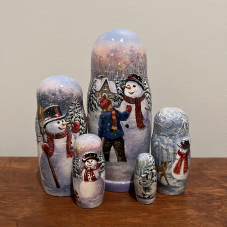 Snowman Oil-Painted Landscape Nesting Doll 7.5", 7 pc., A140