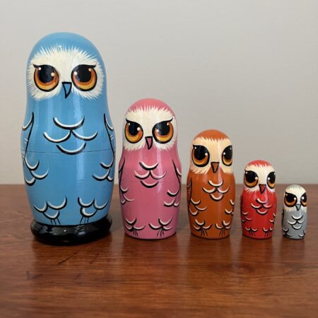 Owl Nesting Doll, 6″, 5pc., A100
