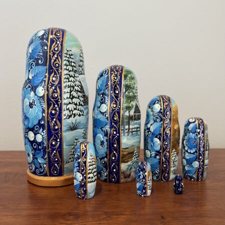 Winterland Oil-Painted Landscapes Nesting Doll, 7.5″, 7pc., A110
