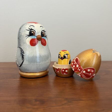 Lavender Chicken & Egg Nesting Doll, 4″, 3pc., A143