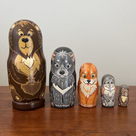 Cartoon Forest Animals Nesting Doll 6″, 5 pc., A144