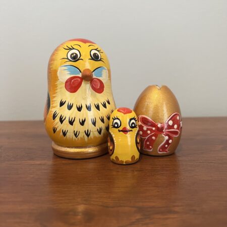 Yellow Chicken & Egg Nesting Doll, 4'', 3pc., A152