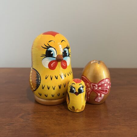 Golden Chicken & Egg Nesting Doll, 4'', 3pc., A99