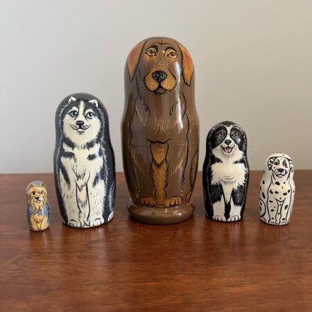 Chocolate Assorted Dog Nesting Doll 6", 5 pc., A173