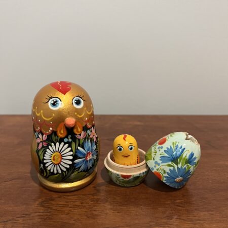 Strawberry Chicken & Egg Nesting Doll 4", 3 pc., A172